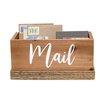 Elegant Designs Mail Holder, Sorter with Wrapped Roped Bottom, Cutout Handles, and Mail Script in White, Nat Wood HG2036-NWD